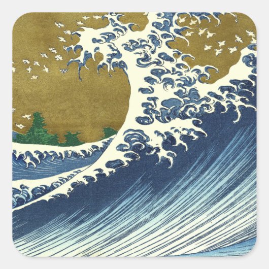 Sticker Carré Hokusai Grande Vague Japon Océan Vintage (Devant)