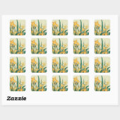 Sticker Carré Hokusai grasshopper et iris Japon (Feuille)