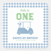 Sticker Carré Hole in One Par Tee Boy 1st Birthday (Devant)