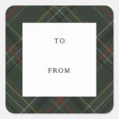 Sticker Carré Holiday plaid hunter green to and from Christmas (Devant)