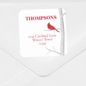 Sticker Carré Holiday Red Cardinal Simple Winter Return Adresse