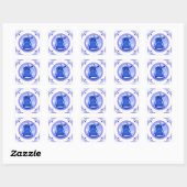 Sticker Carré Holland Windmill Delft-Blue-Tile-Look imprimé (Feuille)