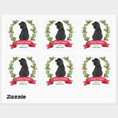 Sticker Carré Holly Banner Black Cocker Spaniel Noël (Feuille)