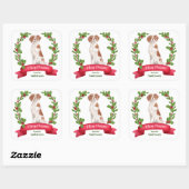 Sticker Carré Holly Banner Brittany Chien Noël (Feuille)
