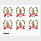 Sticker Carré Holly Banner Cocker Spaniel Christmas (Feuille)