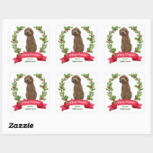 Sticker Carré Holly Banner Labradoodle Chien Noël (Feuille)