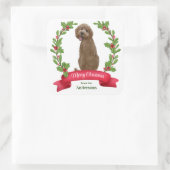 Sticker Carré Holly Banner Labradoodle Chien Noël (Sac)