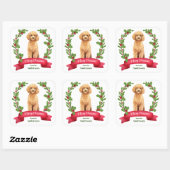 Sticker Carré Holly Banner Poodle Chien Noël (Feuille)