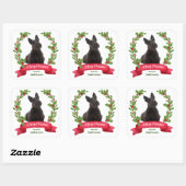 Sticker Carré Holly Banner Scottish Terrier Chien Noël (Feuille)