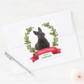 Sticker Carré Holly Banner Scottish Terrier Chien Noël (Enveloppe)