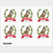 Sticker Carré Holly Banner Shih Tzu Chien Noël (Feuille)