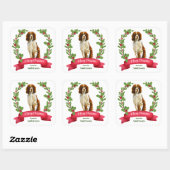 Sticker Carré Holly Banner Springer Spaniel Chien Noël (Feuille)