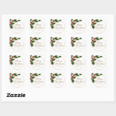 Sticker Carré Holly et Berries Joyeux Noël à et de (Feuille)