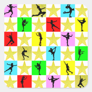 STICKER CARRÉ HOLLY JOLLY FIGURE SKATER NOËL CONCEPTION