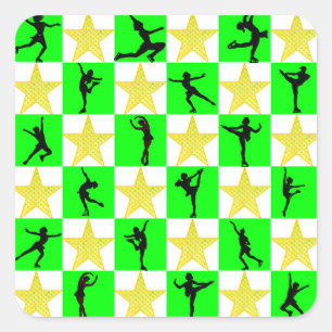 STICKER CARRÉ HOLLY JOLLY FIGURE SKATING NOËL DESIGN
