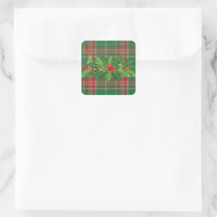 Sticker Carré Holly on Christmas Plaid 7