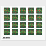 Sticker Carré Holly on Christmas Plaid 8<br><div class="desc">Sel et baies sur l'autocollant de Noël Plaid.</div>