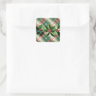 Sticker Carré Holly on Christmas Plaid 9