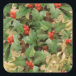 Sticker Carré Holly Tree Christmas Holiday Art Imprimer Verdure<br><div class="desc">Une tradition de Noël est ce classique sainte branche d'art imprimé. Belle fête artistique pour la saison hivernale.</div>