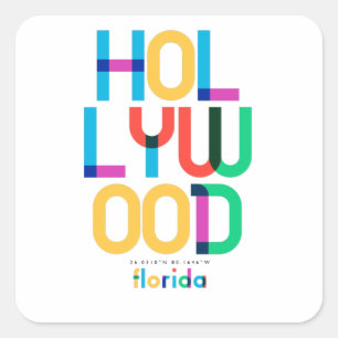 Sticker Carré Hollywood Floride milieu du siècle, Art Pop,
