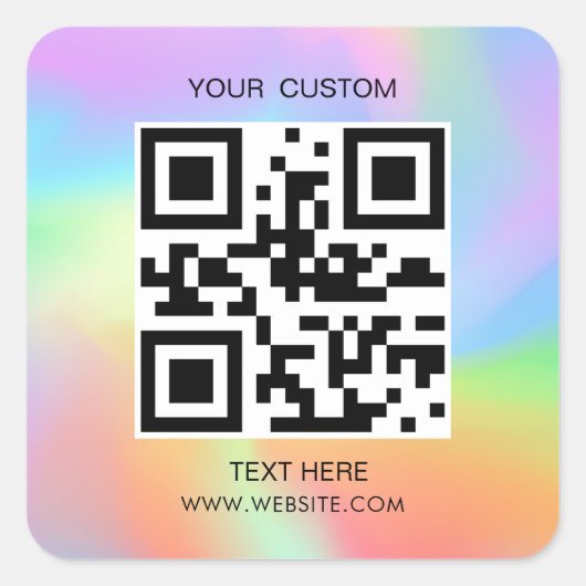 Sticker Carré Hologramme, simple QR Small Business Code QR perso (Devant)