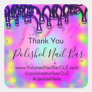 Sticker Carré Holographe Merci Boutique Drift Hot Rose bulle