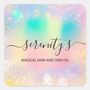 Sticker Carré Holographe professionnel Boutique Gold Parties sci