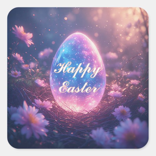 Sticker Carré Holographic Neon Easter Egg Card (Devant)