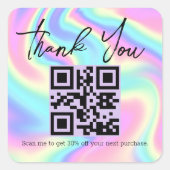 Sticker Carré holographique merci business qr code (Devant)