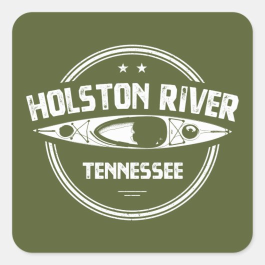 Sticker Carré Holston River Tennessee Kayak (Devant)