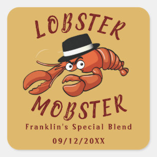 Sticker Carré Homard Homard 🦞 Cartoon à gros yeux mou Gangster