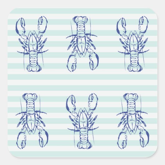 Sticker Carré Homards bleus (Devant)