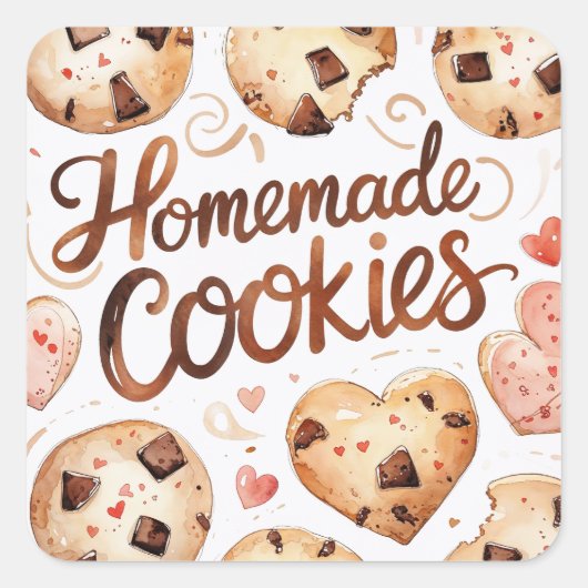 Sticker Carré Homemade Cookies Sticker, Baking Gift (Devant)