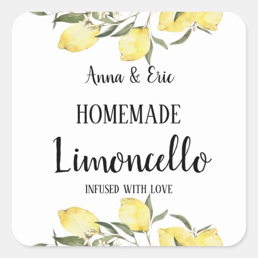 Sticker Carré Homemade Limoncello Elegant Modern Wedding (Devant)