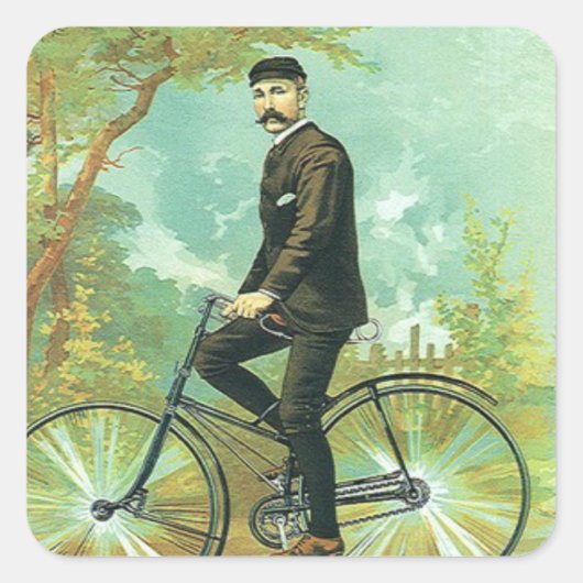 Sticker Carré Homme à vélo (Devant)