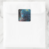 Sticker Carré Homme Alien Surreal Sci-Fi Art (Sac)