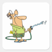 Sticker Carré Homme Avec Un Trou De Jardin (Devant)