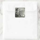 Sticker Carré Homme d'affaires lisant le journal (Sac)