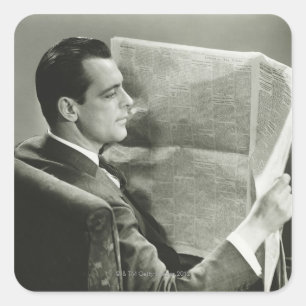 Sticker Carré Homme d'affaires lisant le journal