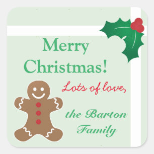 Sticker Carré Homme de pain d'épices et Holly