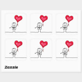 Sticker Carré Homme et coeur (Feuille)