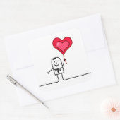 Sticker Carré Homme et coeur (Enveloppe)