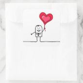Sticker Carré Homme et coeur (Sac)