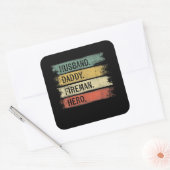 Sticker Carré Homme Mari Daddy Fireman Hero Pompier (Enveloppe)