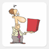 Sticker Carré Homme Regardant Une Boîte (Devant)