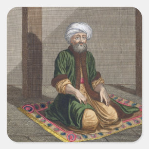 Sticker Carré Homme turc, priant, XVIIIème siècle (gravure)