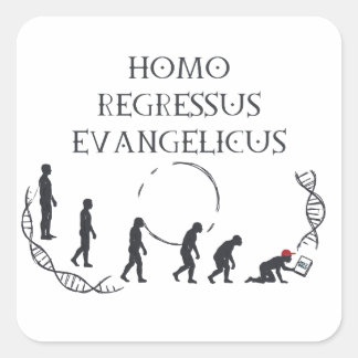 Sticker Carré Homo Regressus Evangelicus – Carte drôle anti-MAGA