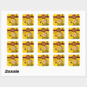 STICKER CARRÉ HONEY BEE AND WILD ROSES, BEEKEEPER WAX SEAL (Feuille)