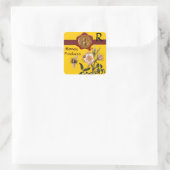 STICKER CARRÉ HONEY BEE AND WILD ROSES, BEEKEEPER WAX SEAL (Sac)