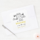Sticker Carré Honey Hand-drawn Jar & Bees White Baby Shower (Enveloppe)